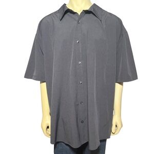 Kenneth Cole New York Mens Regular Fit Short‎ Sleeve Shirt Gray KNXC40BLK8 32x25